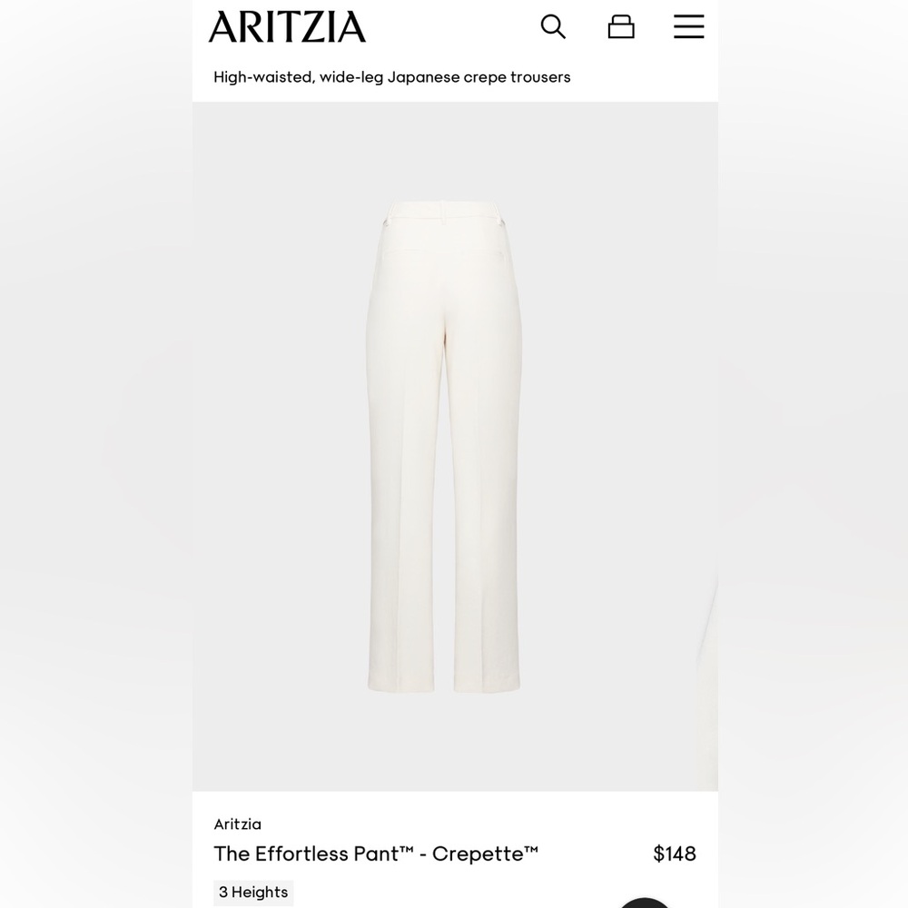 Aritzia Effortless Pant - Cream Wide-Leg Women's Trousers